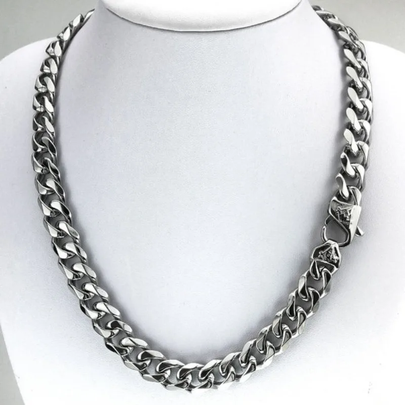 

Masonic Chain Mens All Polished Stainless Steel Necklace Length 50-90cm Width 13mm