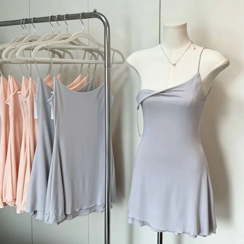 French Sexy Women Summer Nightgown Solid Color Spaghetti Strap Sleepshirts Summer New Ladies Nightgowns Homewear Loungewear