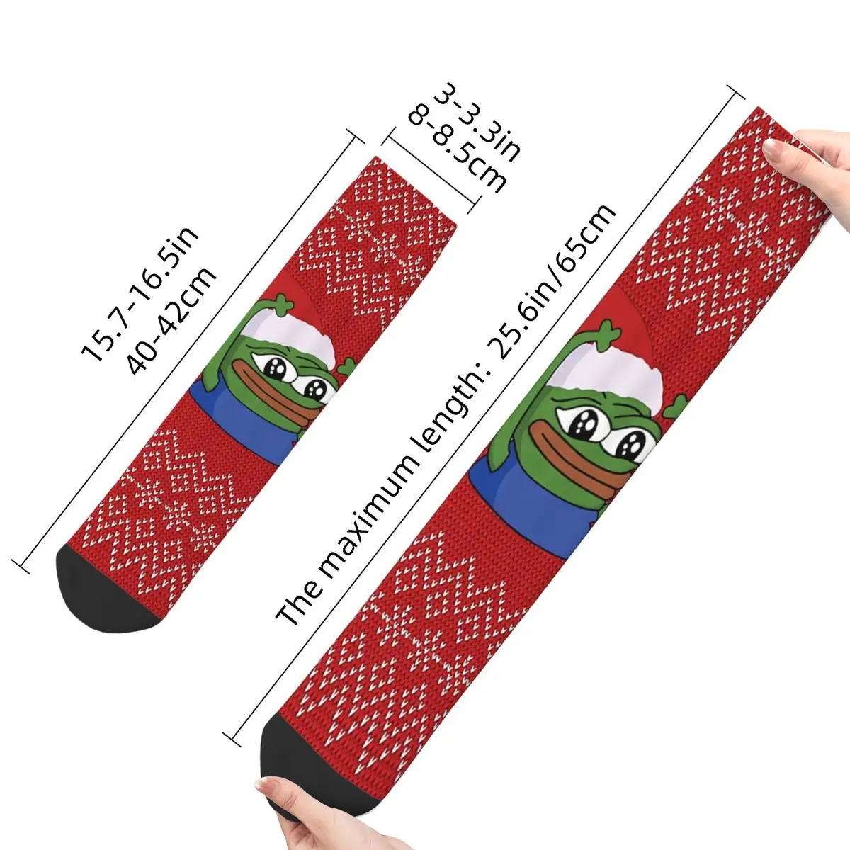 Funny Men's Socks Christmas Vintage Pepe The Frog Hip Hop Novelty Crew Sock Gift Pattern Printed