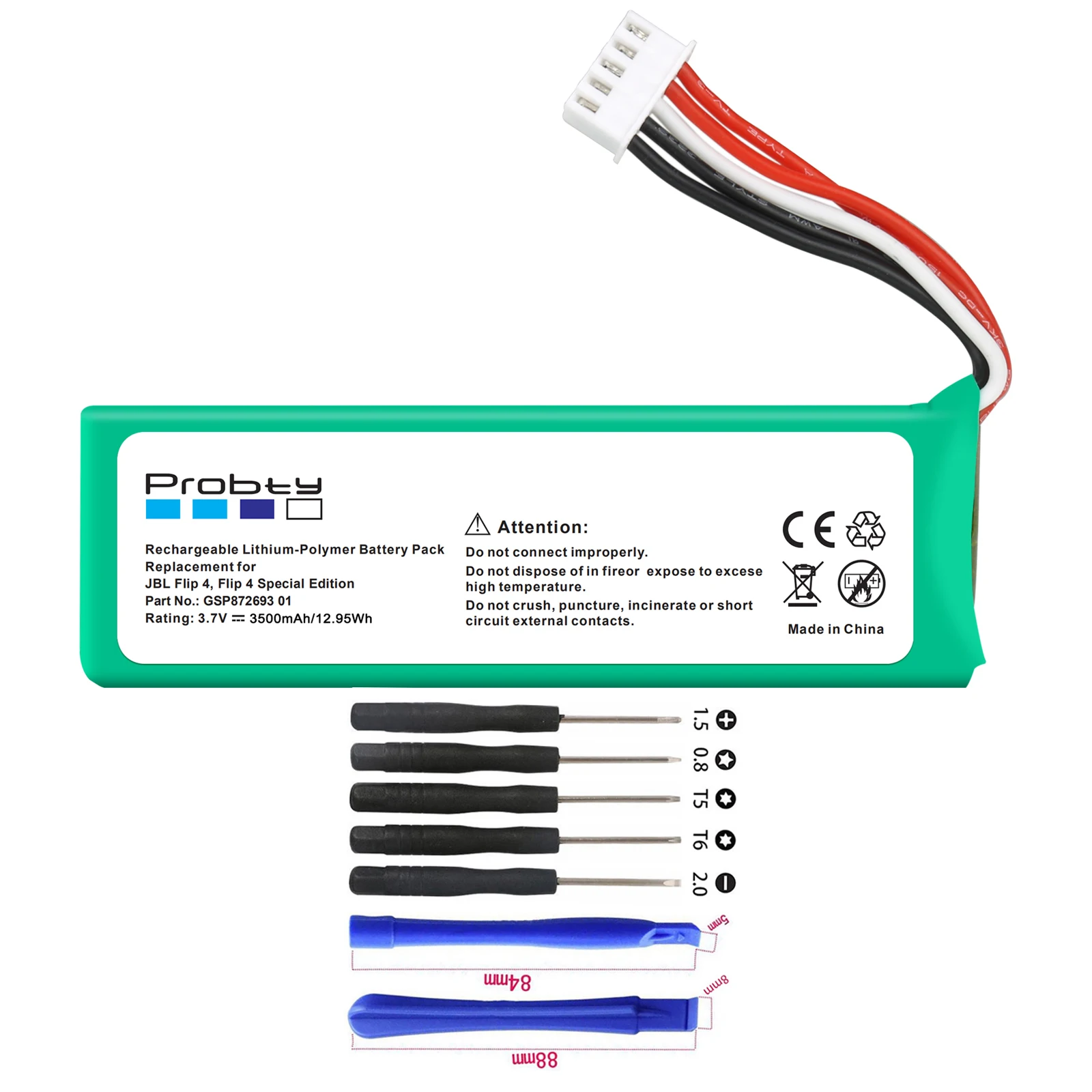 3500mAh GSP872693 01 Replacement Battery With Tools For JBL Flip 4, Flip 4 Special Edition