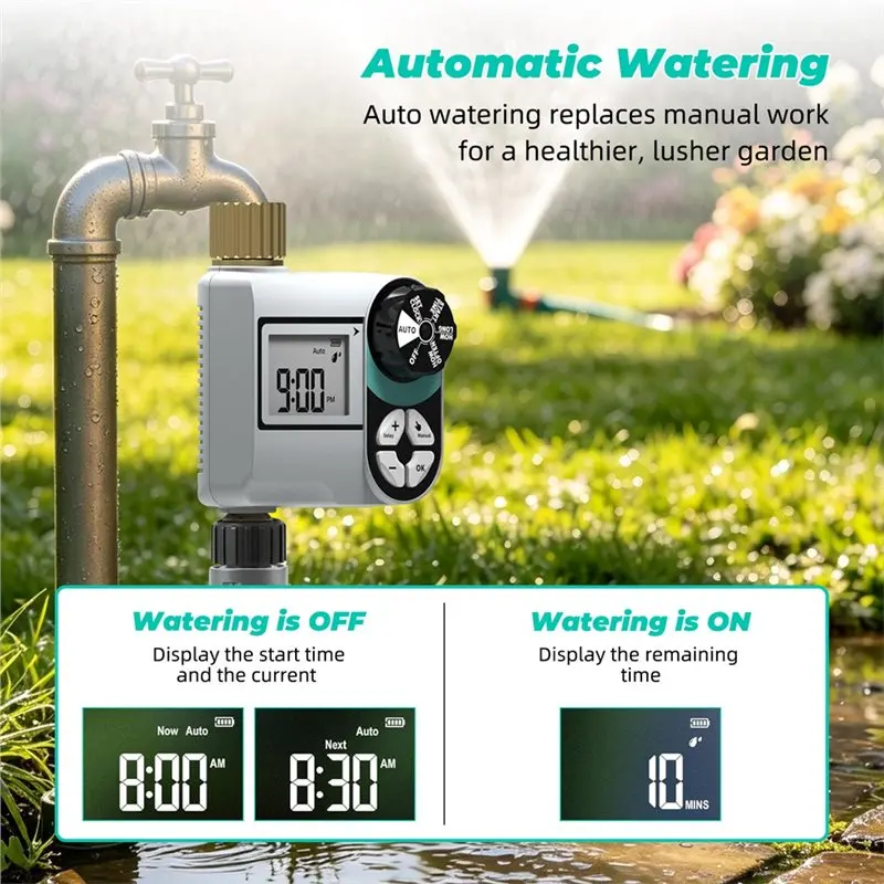 ABDJ-Automatic Watering System Digital Sprinkler Garden Irrigation Controller Brass Water Timer IP55 Waterproof For Yard Lawn