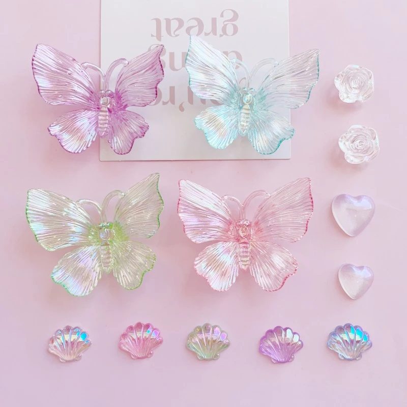 

New Transparent Laser Plating Shoe Decorations For Sandals Diy Removable Shoe Charms Butterfly Shoe Flowers For Clogs Xmas Gifts