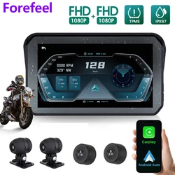 Forefeel  Motorcycle Carplay Waterproof 1080P 5 Inch WiFi Wireless Android-Auto DVR Monitor Dash Cam GPS Navigation TPMS