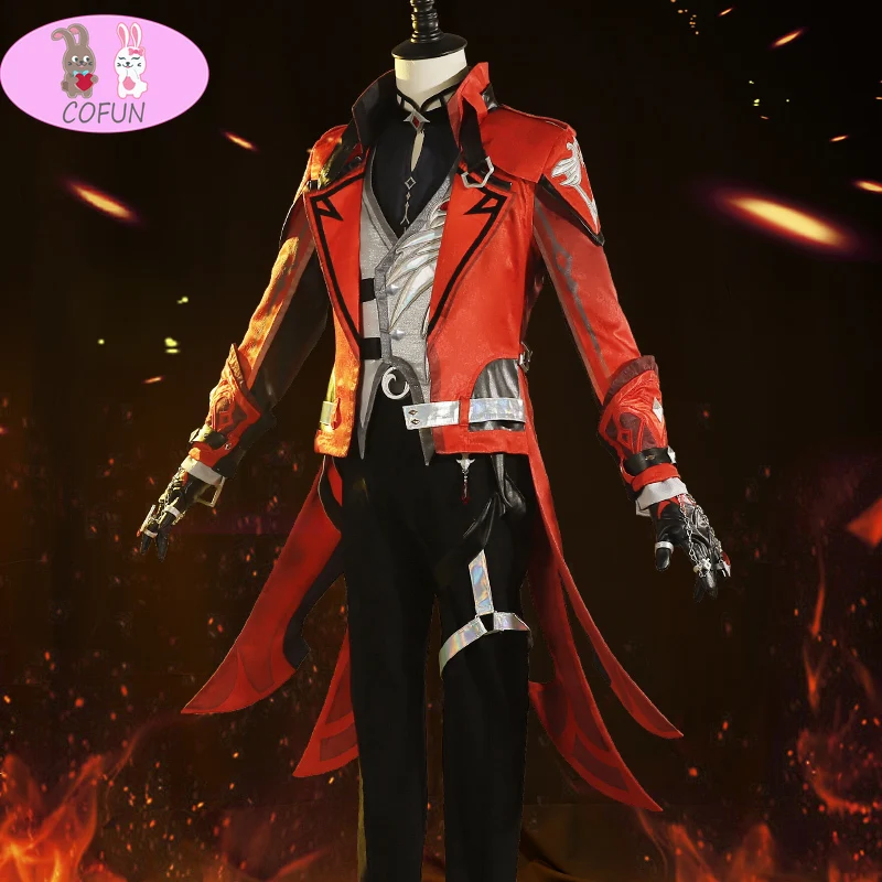 Anime Genshin Impact Diluc Cosplay Costume Dark Red New Skin Uniform Game Suit Halloween Party Outfit For Men