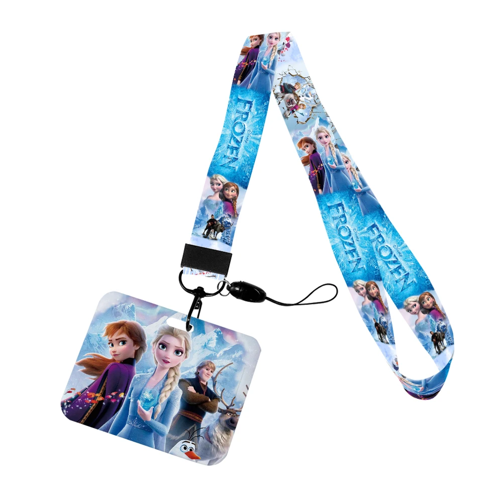 

Frozen 2 Elsa Anna Disney Movie Princess Horizontal Card Case Lanyard GirIs Badge Holder Pass Cover Slip Bank Card Holder Strap