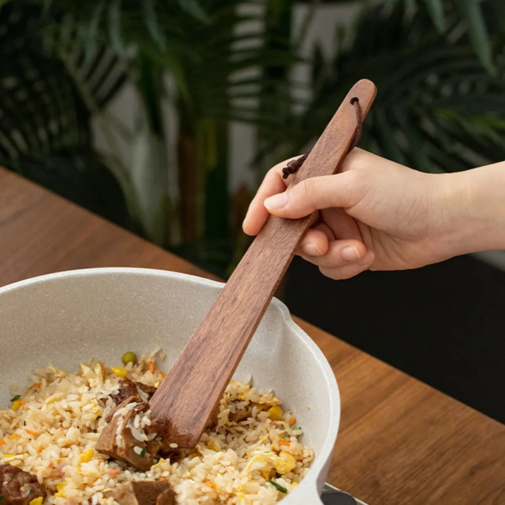 

2pcs Wooden Scraper Baking Spatula Egg Flipper Chinese Cooking Frying Tool Fried Steak Clamp Fish Turner Wok Ladle Dough Mixer