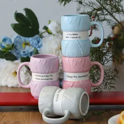 1pc 425ml Knit Style Ceramic Coffee Mug Coffe Cup Cute Gift for Families Tea Cup Gift Summer and Winter Drinkware Kitchenware