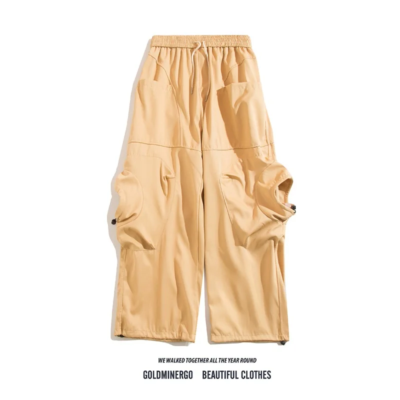 

Американские ретро-брюки прямого кроя для работы, повседневный дизайн, широкие брюки с карманами в стиле Honeycomb, длинные брюки, стильные и удобные.