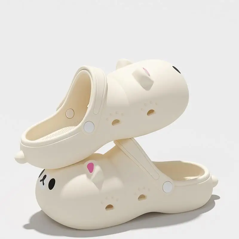 Cute Little Bear Thick Bottom Clogs Shoes Women Summer 2026 Waterproof EVA Lolita Cartoon Slippers Girl's Lovely Garden Shoes - view 3