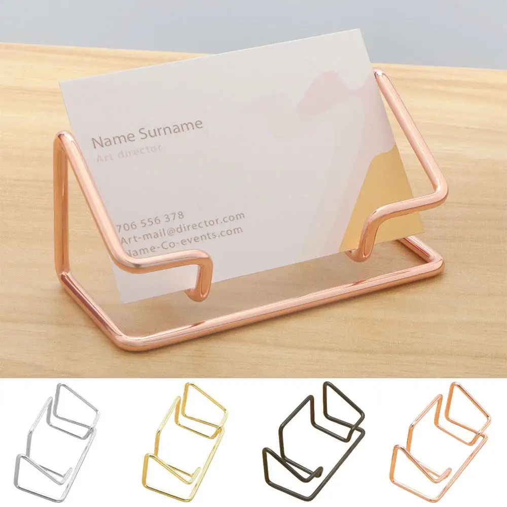 Metal Business Name Card Holder Desk Bracket Card Organizer Business Card  Display Rack Office Supplies Simple Desktop Decorative - AliExpress 15