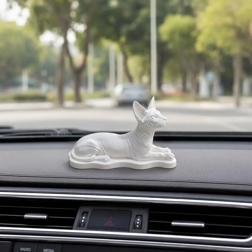 Skin Fold Detailed Cat Figure 3d Printed Sphynx Cat Figurine Realistic Hairless Cat Statue Lying Pose Sculpture with for Desktop