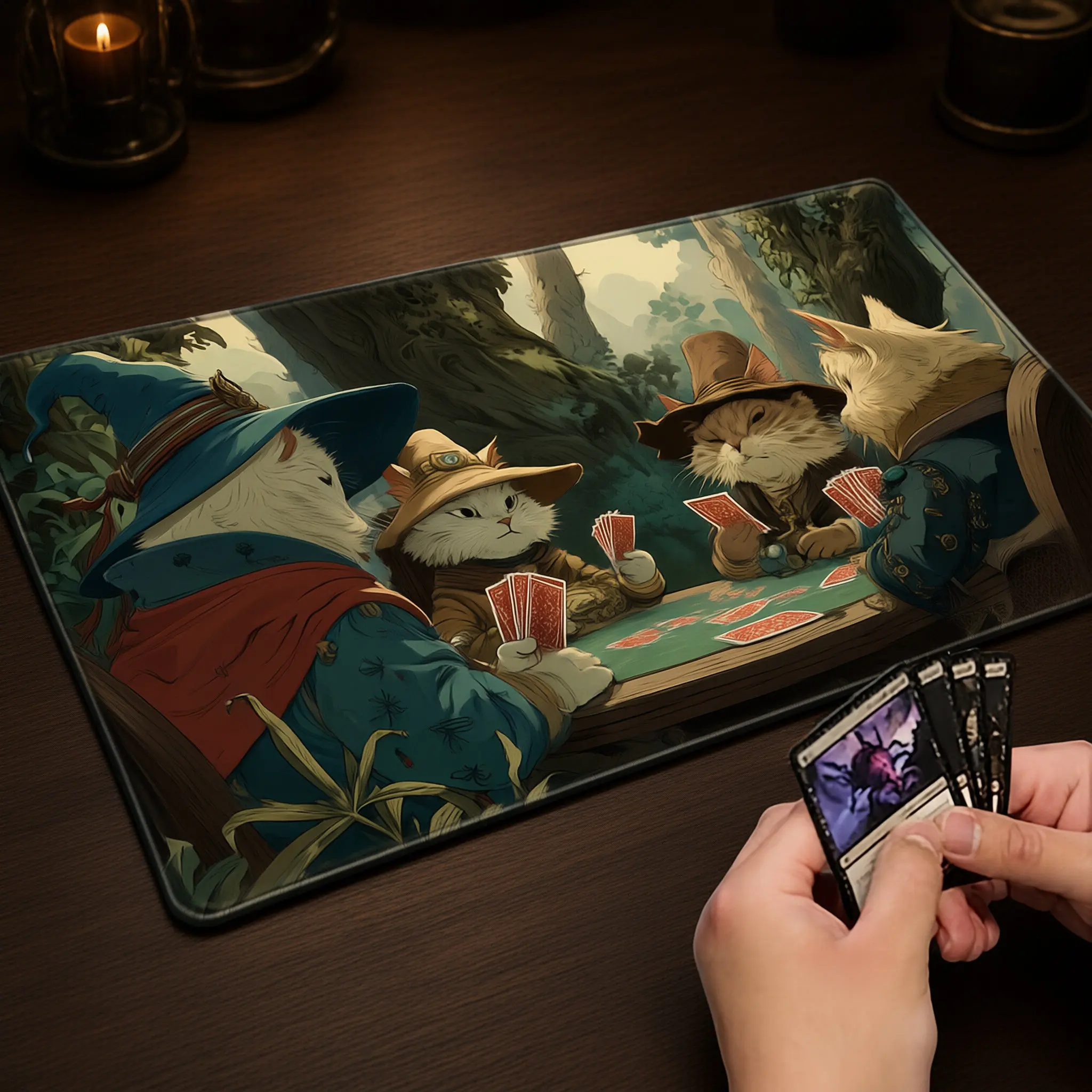Cat-themed TCG game mat | Anti-slip | Multi-functional desk mat/mouse pad, suitable for card games, gatherings and gaming