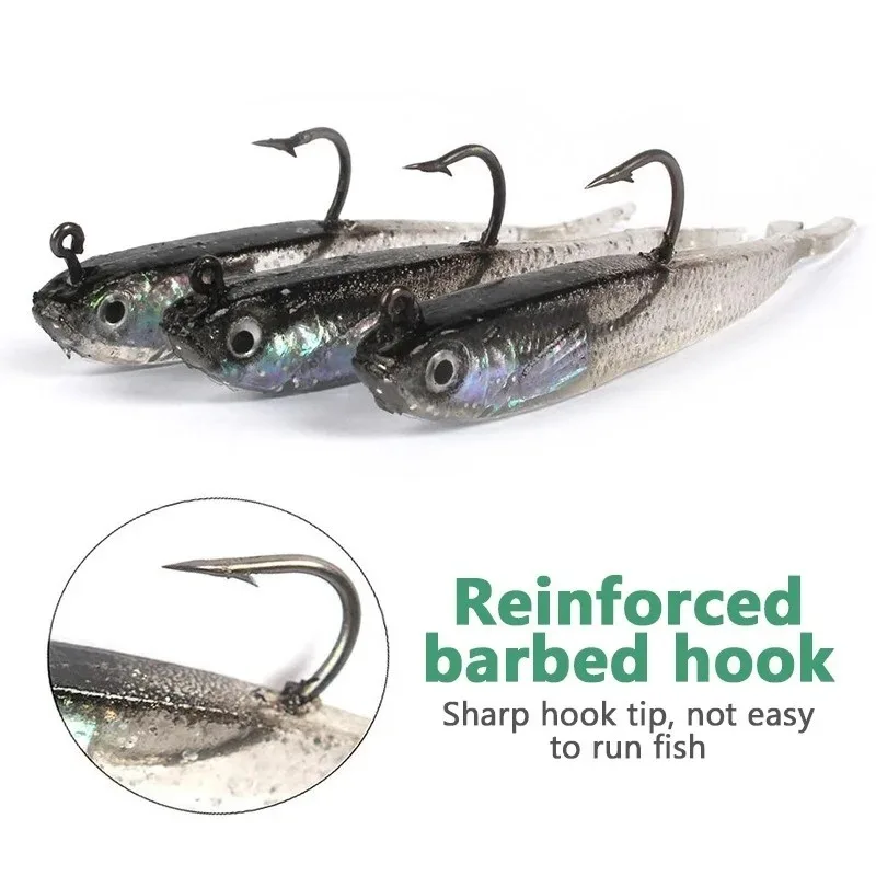 ANFS 5pcs Silicone Fishing Lures Soft Artificial Bait with Hooks for Saltwater and Freshwater