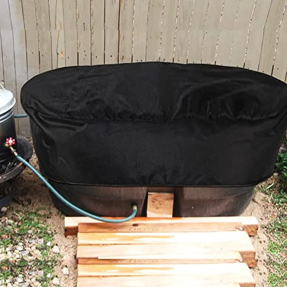 Black 420D Oxford Cloth Oval Pool Cover Dustproof Sunproof With Drawstring For O-utdoor Swimming Pool Water Tank Protection