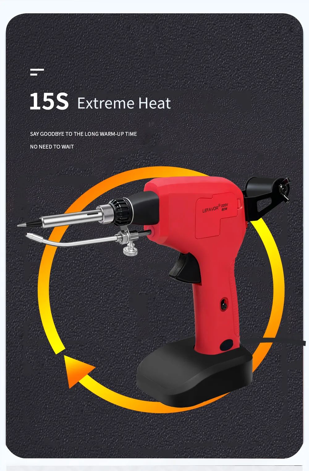 LEFAVOR 80W Lötkolben Pistole Hand Interne Heizung Lötkolben Auto Senden Zinn Gun Löten Schweißen Reparatur Werkzeug – Detail 3