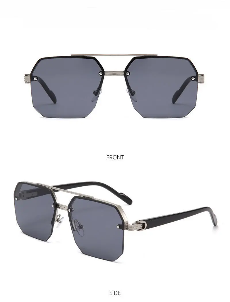 Neue Modische Quadratische Piloten-Sonnenbrille für Männer, Übergroße Legierungs-Sonnenbrille mit Farbverlauf für Frauen, Outdoor-Freizeitbrille – Detail 13