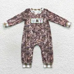 Baby Boy Long Sleeves Camo turkey Deer Embroidery Romper Kids Toddler One-piece Newborn Coverall Bodysuit Hunting Jumpsuit