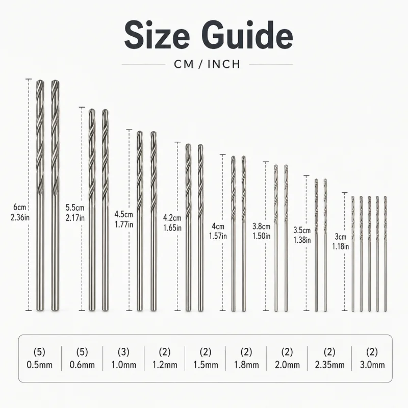 0.5-3mm 25PCS High Speed Steel Mini Twist Drill Bits Straight Shank Micro Drill Set for Wood Acrylic Jewelry Craft Making Tools