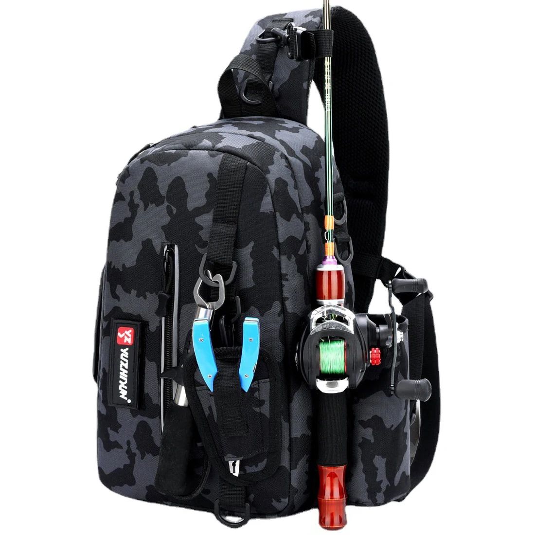 Backpack with Fishing Rod Holder, Water Resistant & Weatherproof, Large Storage, for Fly Fishing, Outdoor Sports, Camping, Hikin