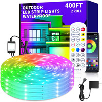 Dc24V Outdoor Rgb Led Strip Ribbon Tape 50M 10M 30M Waterproof Color Changing Christmas House Rope Lighting Remote App Control