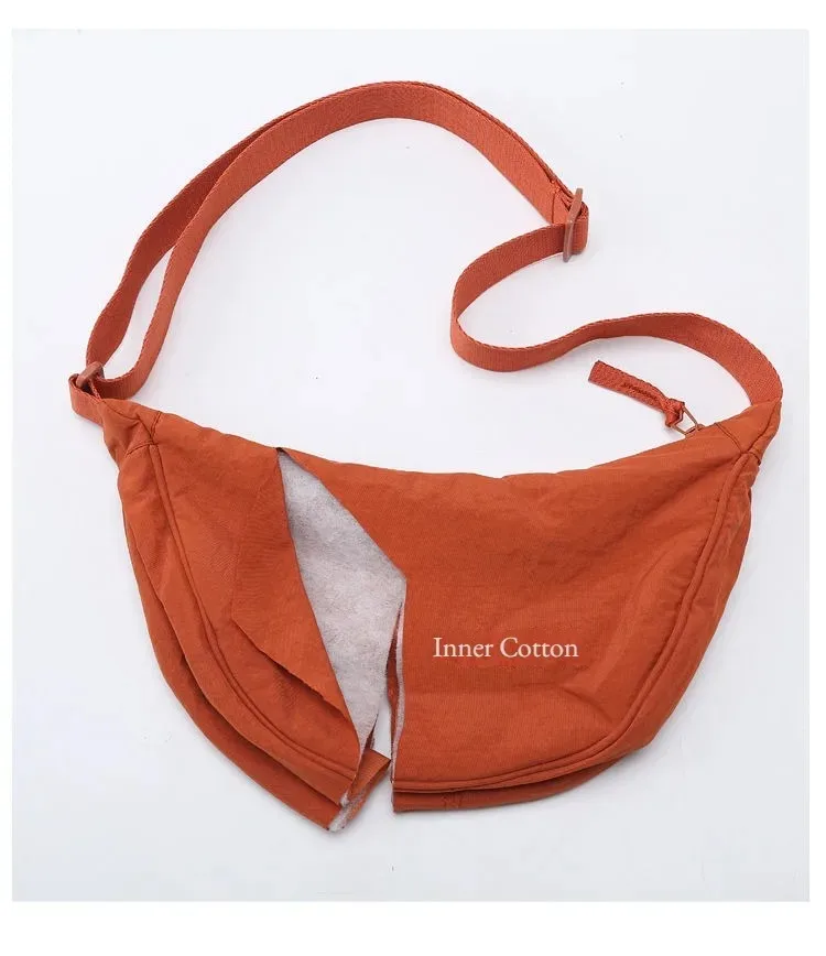 Einfarbige Brusttasche für Damen, große Kapazität, Reisetasche, Umhängetasche, halbmondförmige Tasche, Damen-Alltagstasche, mit Baumwollfüllung, Schultertasche. – Detail 16