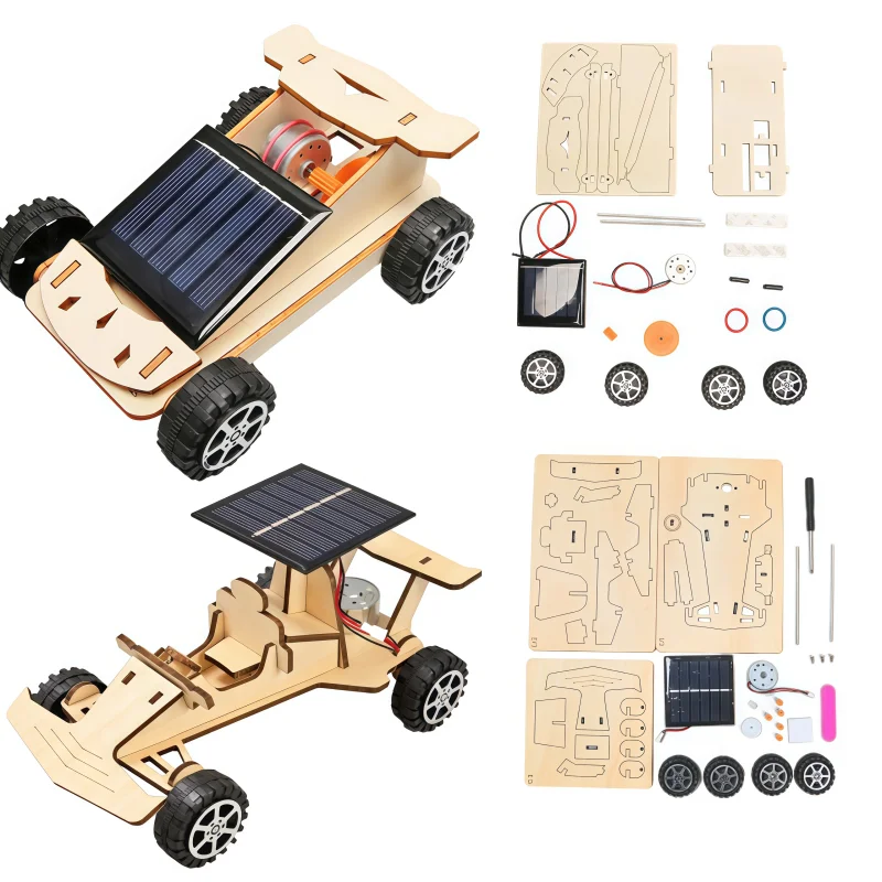 Diy Solar Racing Car Exploration Vehicle Toy Children's Hand-Assembled Model 3D Wooden Puzzle Science And Education Toys
