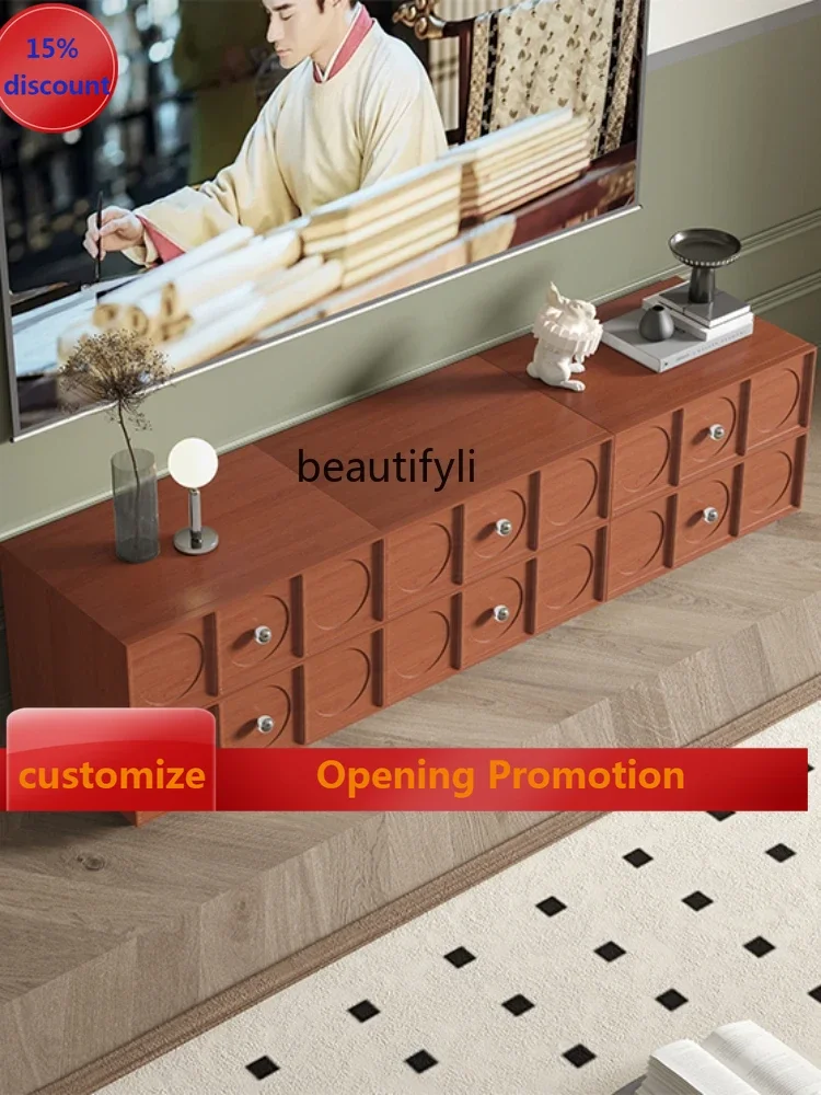 

B7304 ss American-Style Retro Solid Wood Annual round TV Cabinet Living Room High-Grade Large Capacity Storage Cabinet