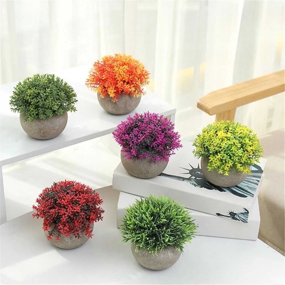 2pcs Plastic Grass Ball Plant Potted Simulated Flower Creative Artificial Green Plant Decoration Simulated Potted Plant