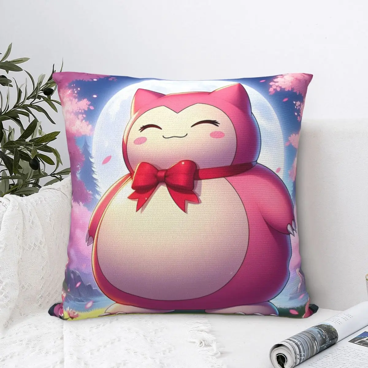 Pillow Case Snorlax Pokemon Soft Pillow Cover Retro Trendy Cushion Cover Custom DIY Pillowcases For Sofa Home Decoration