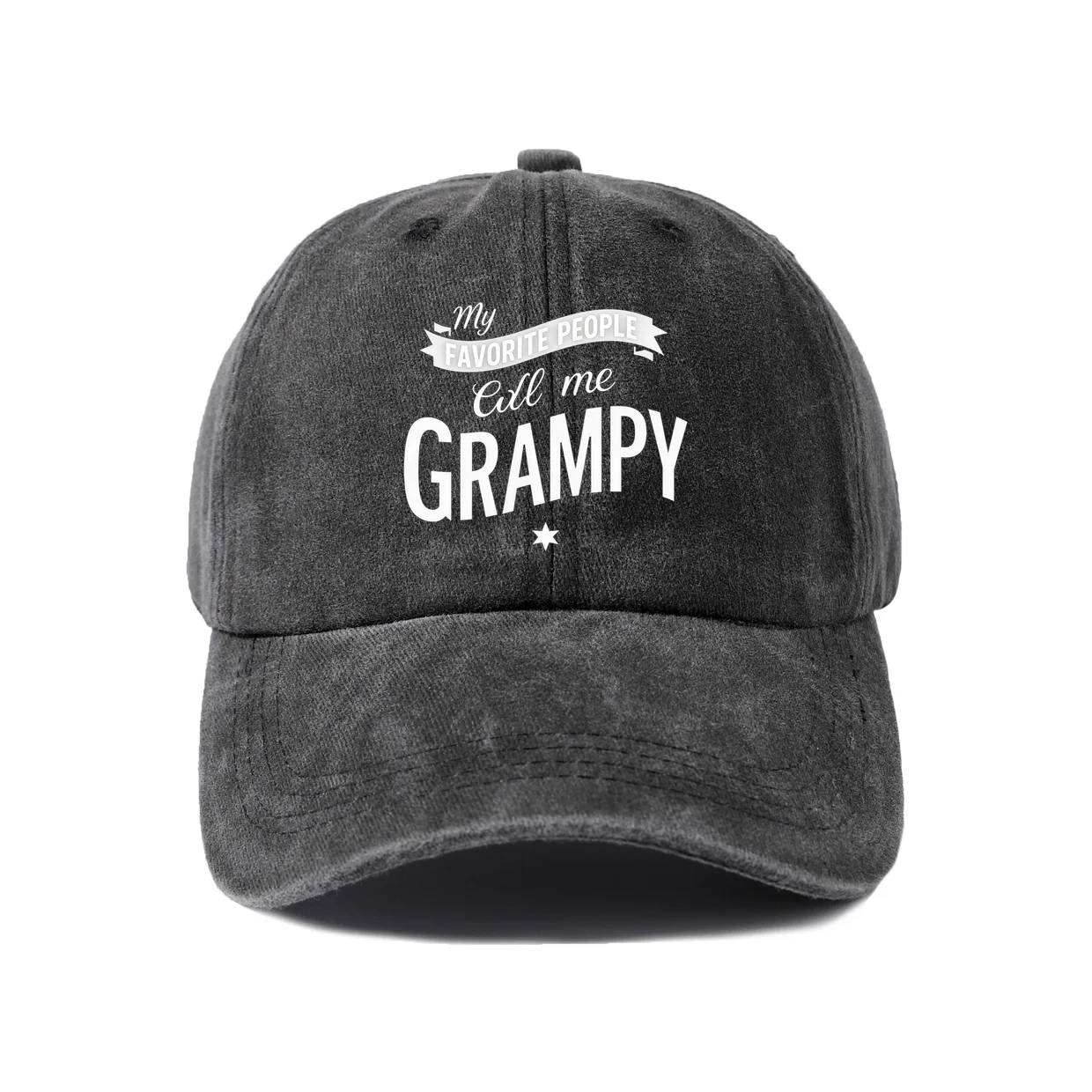 Favorite People Call Me Grampy Graphic Vintage Washed Baseball Cap, Adjustable Unisex Dad Hat, Casual Gift