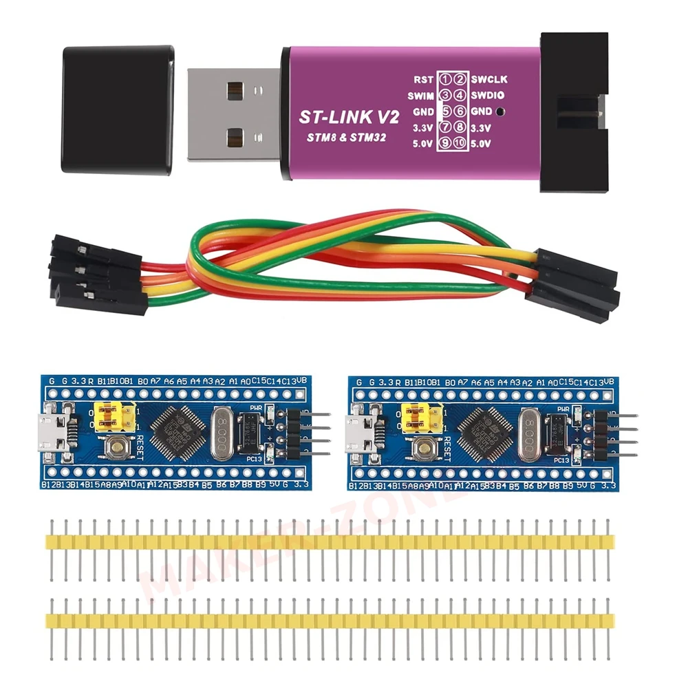 ST-Link V2 Programming Unit Emulator Downloader STM8 STM32 with 2pcs 40pin STM32F103C8T6 ARM Minimum System Board for Arduino