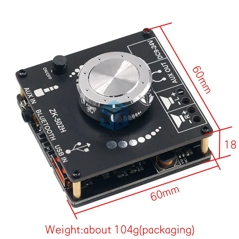 2*50W Bluetooth 5.0 TPA3116D2 Audio Power Amplifier Stereo 10W~100W HiFi Class D Digital TPA3116 USB Sound Card Mini Music AMP