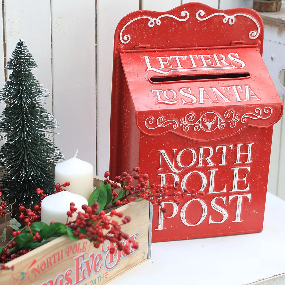 Outdoor Garden Metal Mailbox Christmas Mailbox Leaving Message Post Christmas Mailbox Post Farmhouse Christmas decorations Post