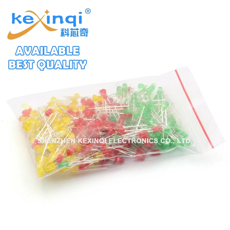 60-150pcs/pack F3 F5 3mm 5mm LED Light Emitting Diode DIP Assorted Kit Red Green Yellow For PCB Indication Light DIY