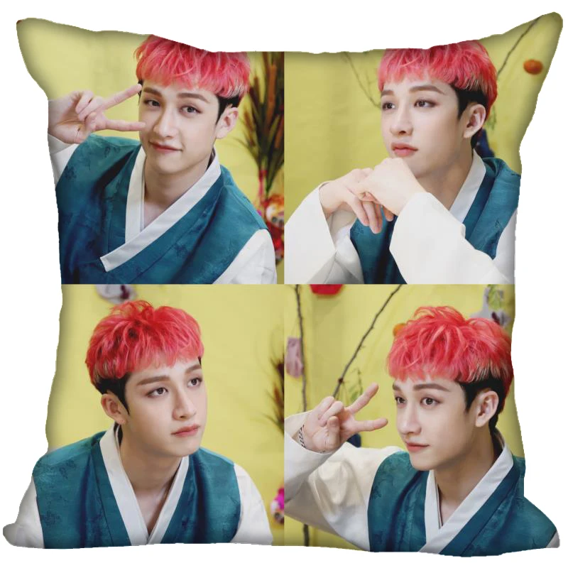 New Bang Chan KPOP Pillow Cover Bedroom Home Office Decorative Pillowcase Square Zipper Pillow Cases 45x45CM Satin Soft No Fade