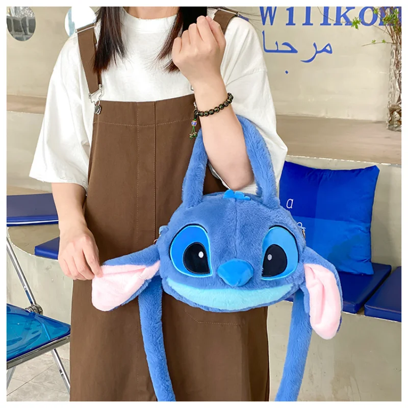 Disney New Lilo & Stitch Toys Kawaii Plush Messenger Bag Girl Handbag Anime Stuffed Toys Children Cartoon Plushie Soft Bag