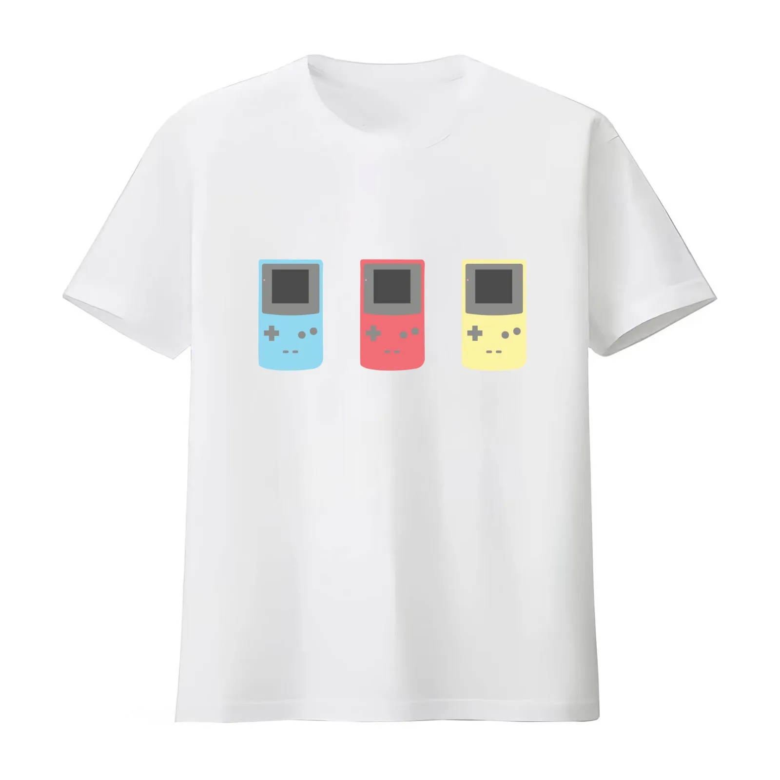 Gameboy Colors - Blue Red Yellow T-Shirt Summer Casual Cotton Tee Oversized Streetwear Tops Vintage Graphic Print