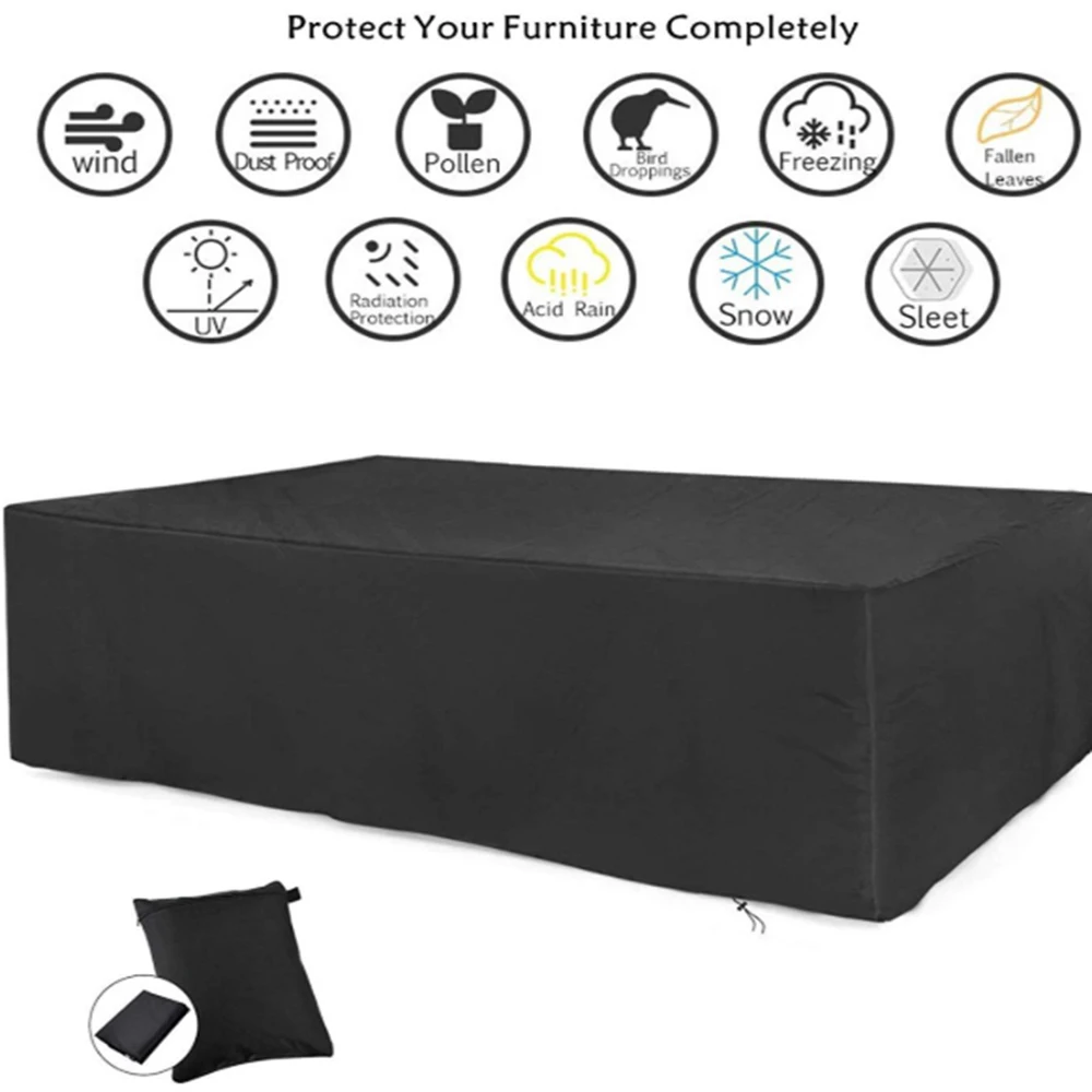 مجموعة غطاء فناء مقاوم للماء ومقاوم للغبار - طاولة حديقة خارجية وحماية أثاث أريكة الخوص