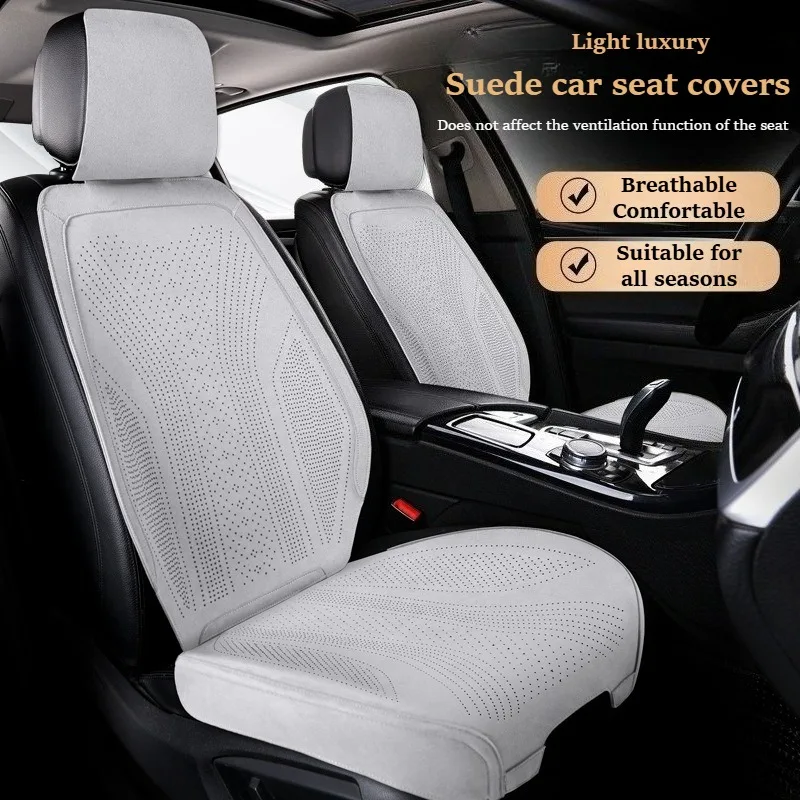 

Light Luxury Suede Car Seat Cover Set Universal Non Slip Seat Cushion Car Accessories Interior Car Seat Covers 5 Seats Full Set