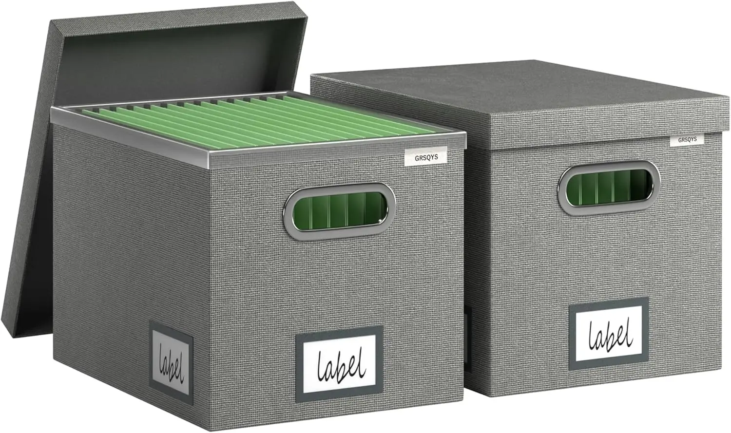

2-Pack Grey File Organizer Box with Lid for Hanging Files, Letter Size Storage Solution