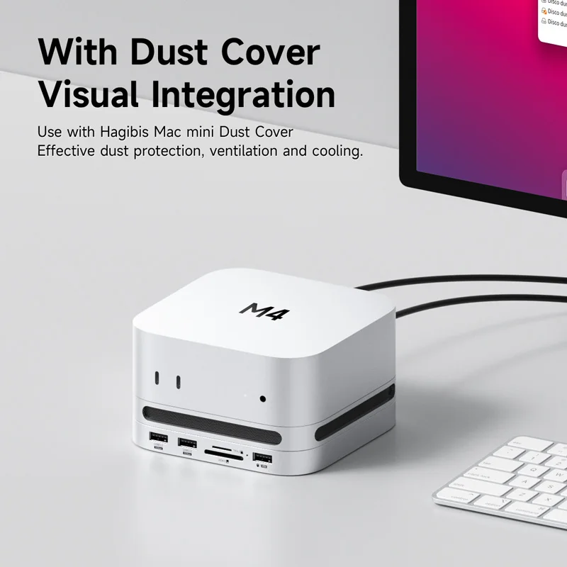 Hagibis USB C Hub مع محطة إرساء M.2 SSD من النوع C لجهاز Mac mini M4/M4 Pro 4K 60 هرتز USB 3.2 Gen2 SD/TF 4.0 Dock Stand