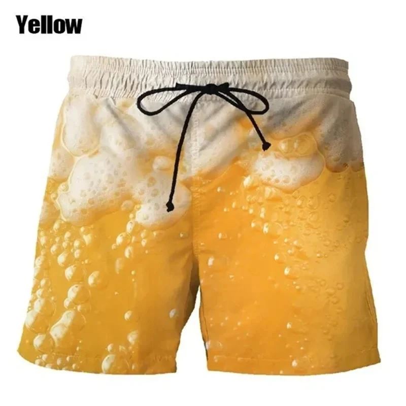 3D Printed Cool Beer Beach Shorts Men Sports Board Shorts Fashion Hawaii Beach Swimming Short Pants Women Casual Ice Short Pants