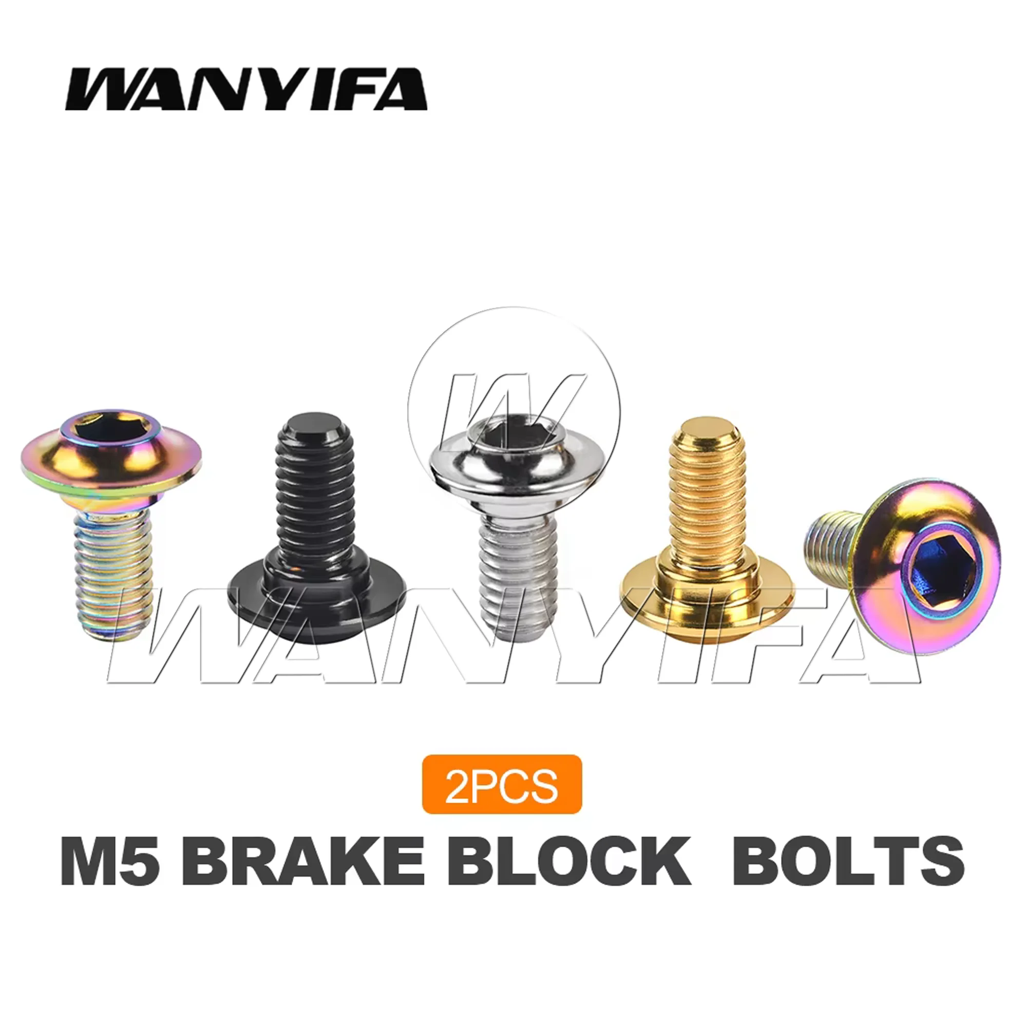 Wanyifa 2pcs Titanium Alloy Bicycle C Clip Brake Block Fixed Screw Brake Bolts  for Road Bike