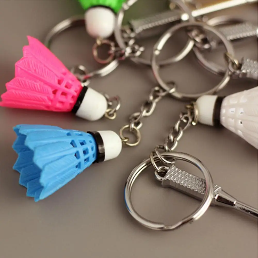 Mini Bedminton Racket Shuttlecock Pendant Purse Bag Keyring Key Chain Gift