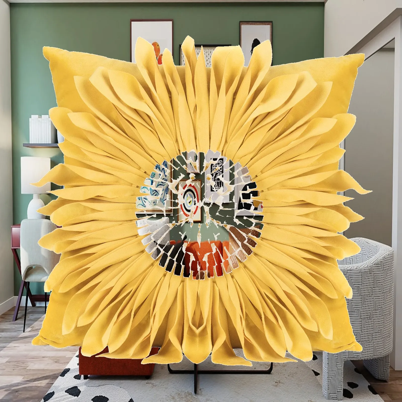 Farmhouse Floral Sunflower Pillowcase Decorative Woven Cushion Cover Textured 3D Design for Couch Bedroom Modern Accent Piece
