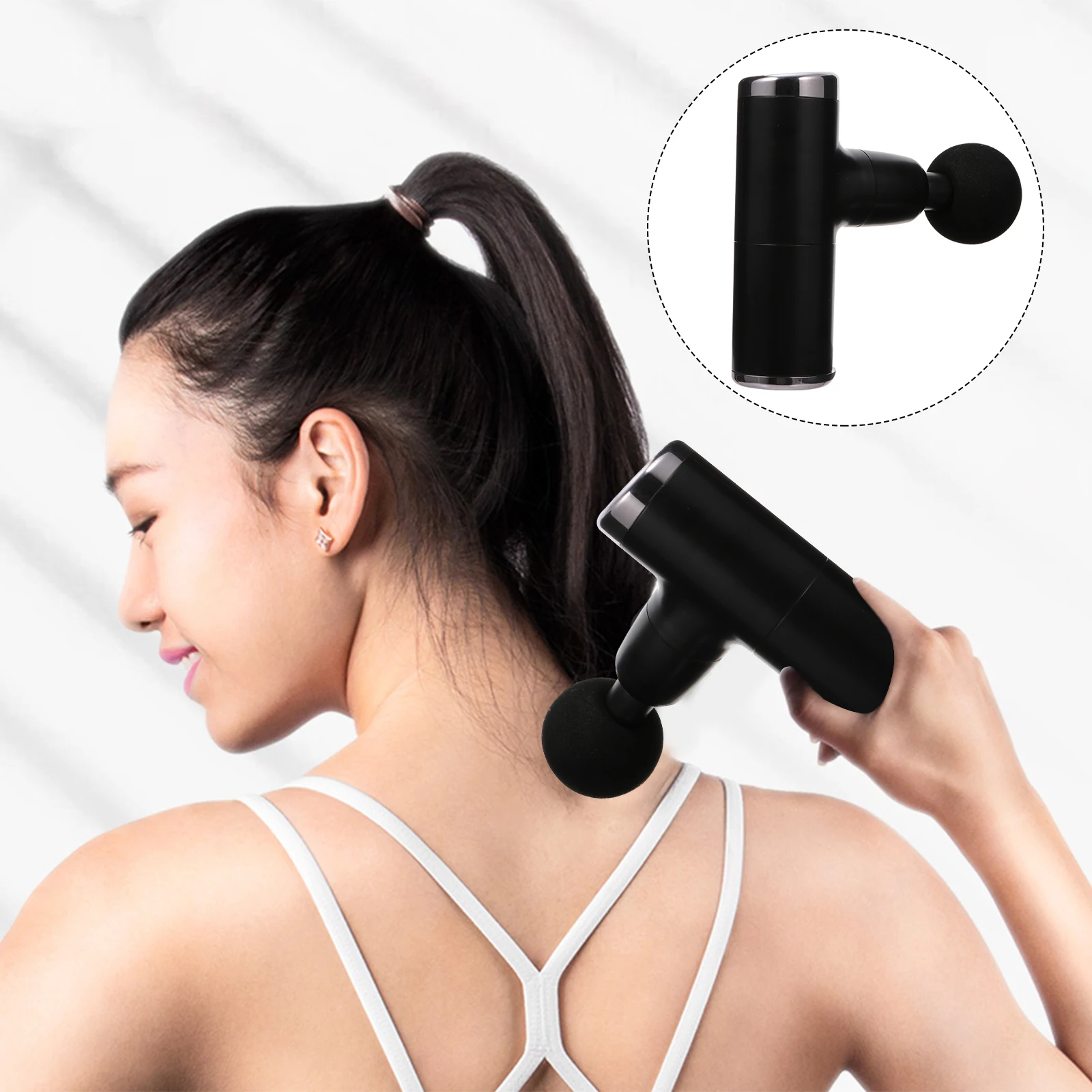 

Fascia Gun Massager 2000mAh H held Muscle Relax Tool Deep Tissue Massage Therapy Device Black Equipment