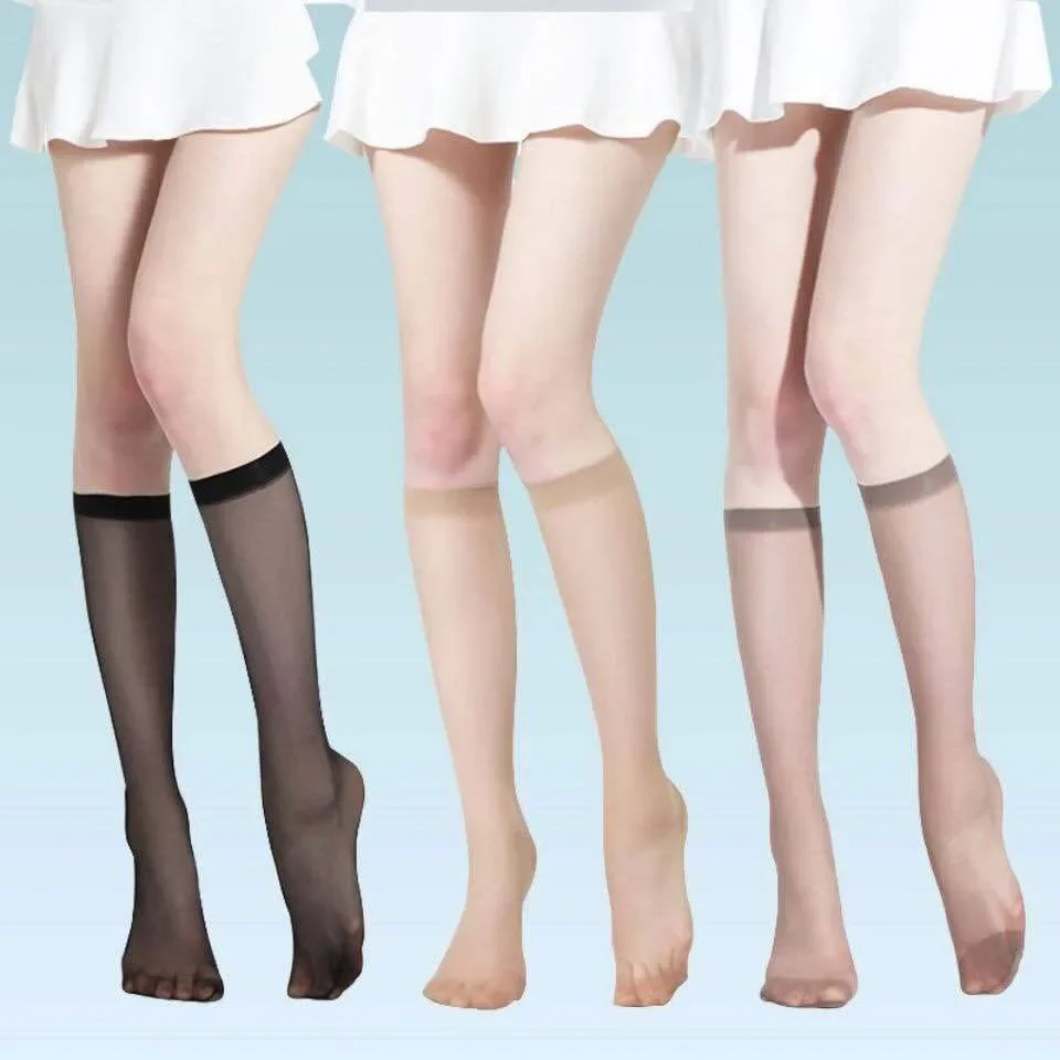 5 Pairs Women Ultra-thin Nylon Stockings Transparent Elasticity Ladies Knee Socks Summer Long Socks for Girls Stocking