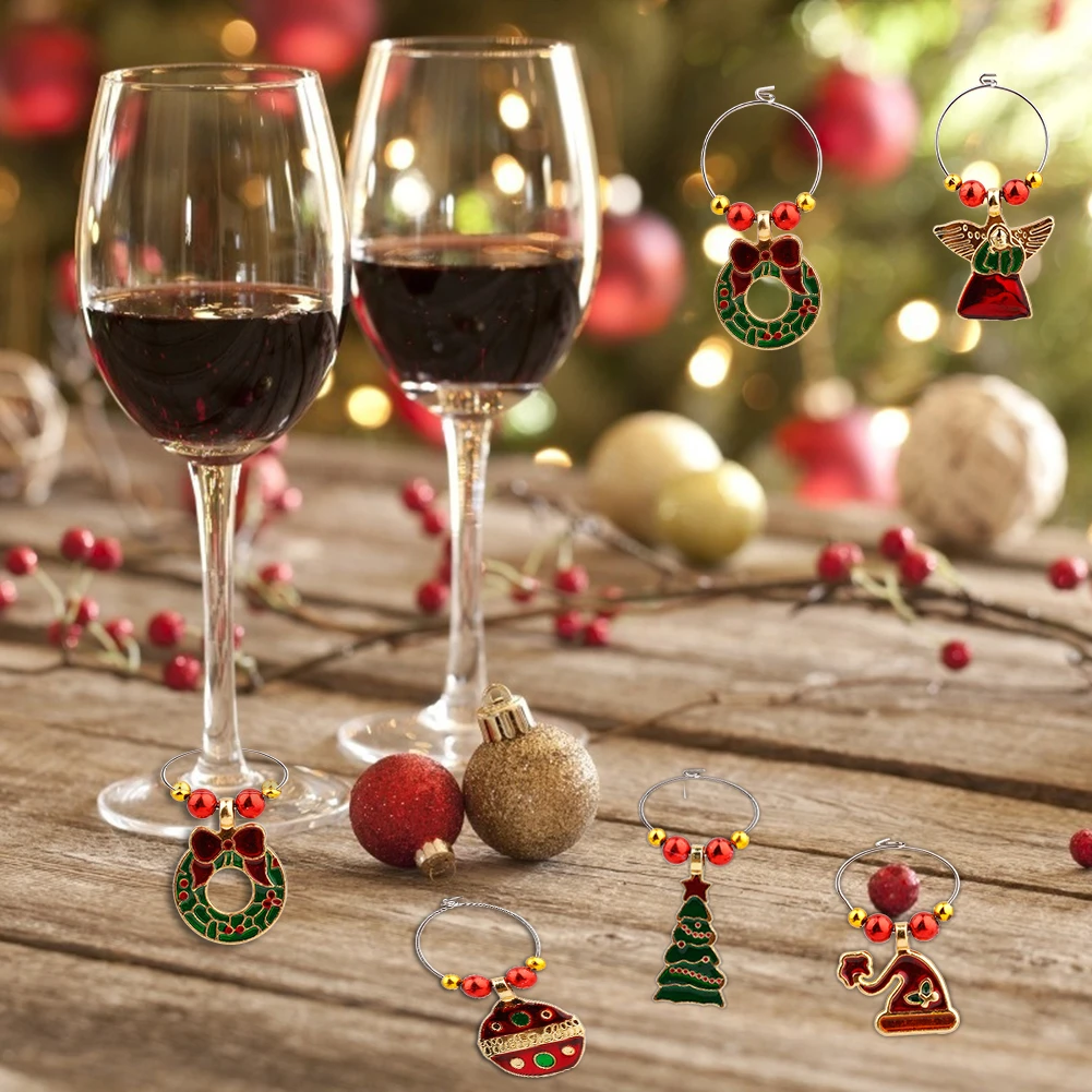 12pcs christmas decorations for home Xmas Wine Glass Markers Charms Drink Tags Identifiers for Party Dinner Decoration
