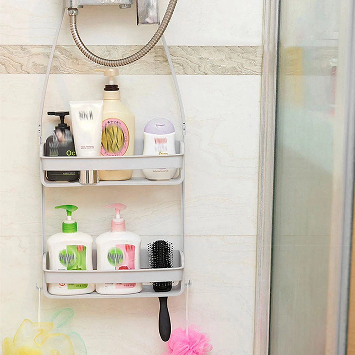 1/2Pcs Hanging Shower Caddy 2 Layers Bathroom Storage Shower Organizer Holder Houseware Supplies Accessory for mugs Shampoo Soap