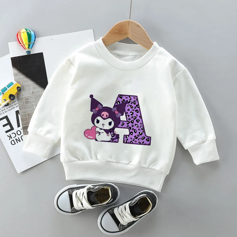 

Kuromis Children Sweatshirts Letter A B C Name Combination Pullover Kawaii Anime Cartoons Casual Clothes Girl Boy Kid Sportswear